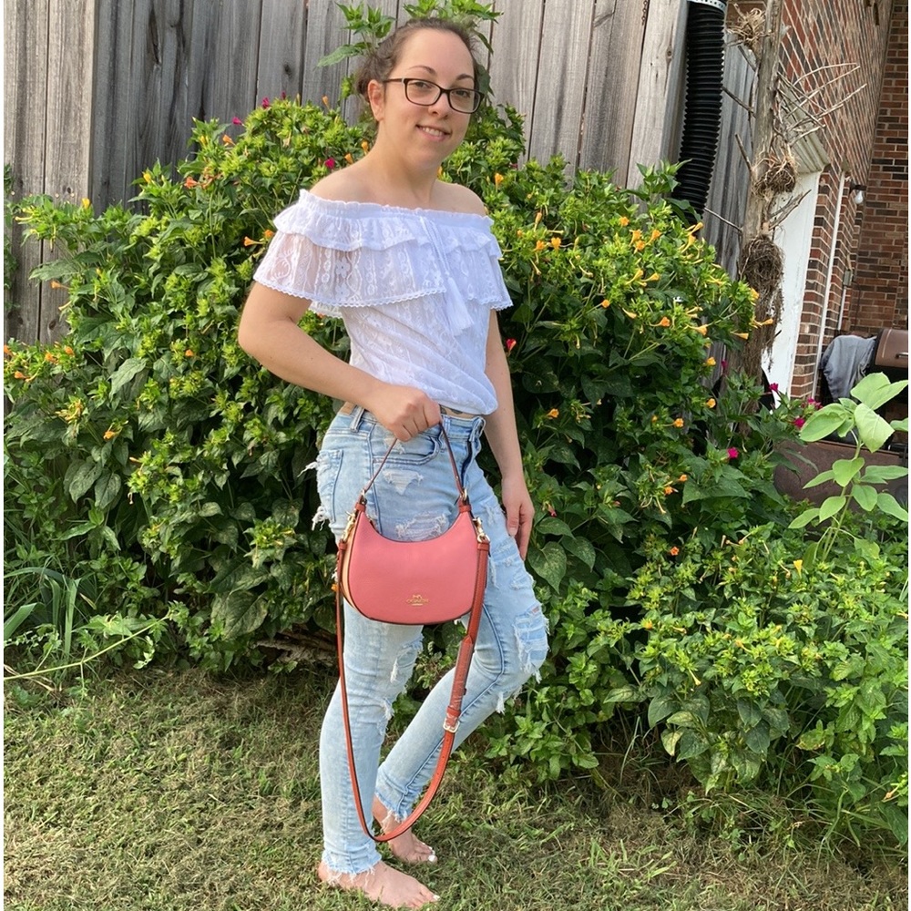 Coach Kleo Hobo colorblock bag gold/faded blush multi.